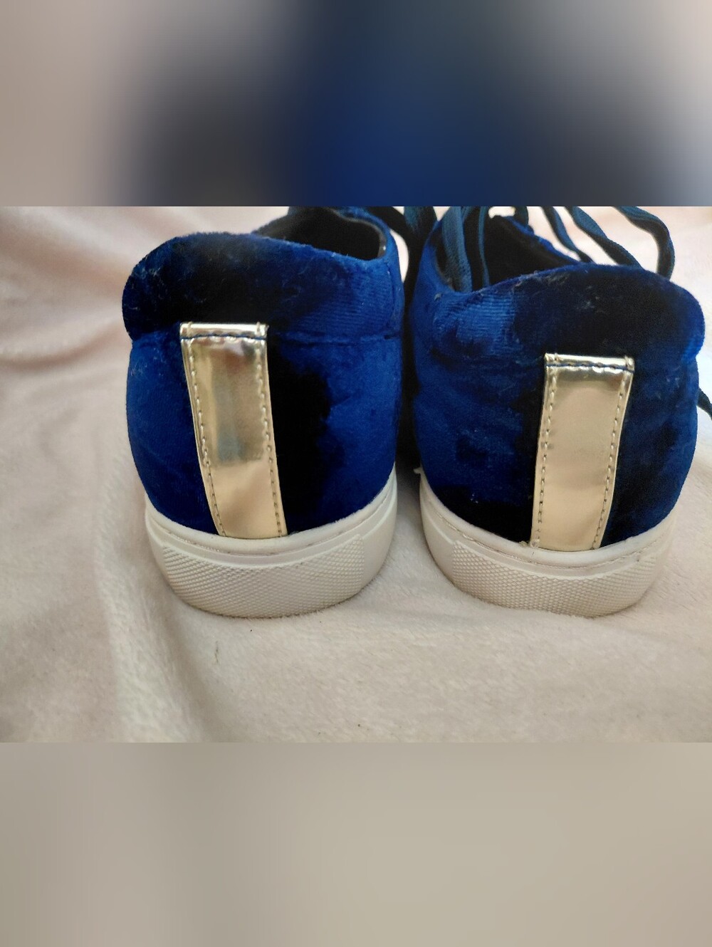 Kenneth Cole Reaction Royal Blue Velvet Lace-Up Sneakers - Picture 4 of 6